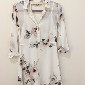 White and Pink Floral Dress